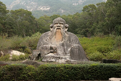 The large stone statue of Laozi at Qingyuan Mountain, Quanzhou, China