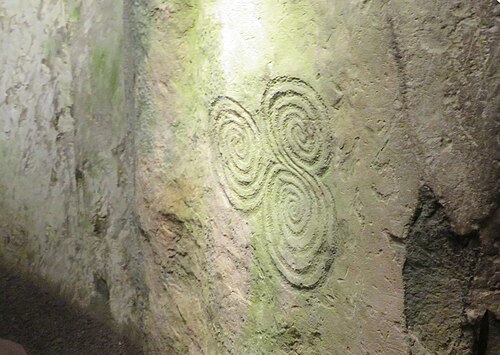 A real triskele carving on orthostat C10 at Newgrange, Ireland
